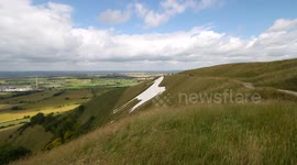 The Westbury white horse is the oldest of the Wiltshire horses. It is also one of the best situated, being high on a very steep slope and overlooking a panoramic view