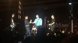 James Corden joins Coldplay on stage for Prince tribute