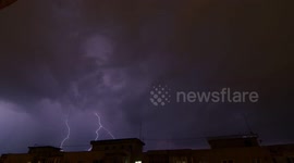 Amazing lightning storm timelapse above Bucharest