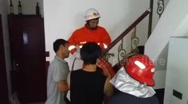 Firefighters rescue boy with head stuck in handrail