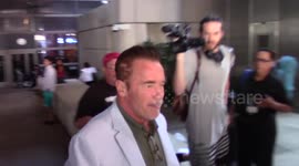 Arnold Schwarzenegger arrives at LAX Airport in Los Angeles