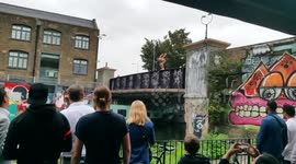 West Ham fans jump from bridge in to canal after winning 1-0