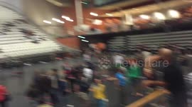 Incredible long-range throw into 5 ball juggling
