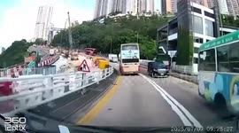 Double-decker bus has head-on crash with truck in Hong Kong
