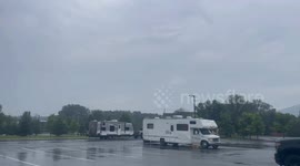Rain in Walmart parking lot. Heavy Flooding and Crop Damage