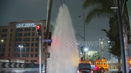 US, Los Angeles: Downtown Los Angeles Hit-and-Run Hydrant Crash