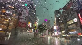 Intense Lightning and Torrential Rain Flood Streets in Shibuya, Tokyo