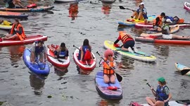 Russia: Hundreds attend annual Water Sports Festival with colorful costumes in Moscow