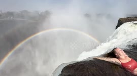 'We swam in the world's most dangerous pool - at the top of 320 ft high waterfall'