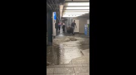 New York subway floods as heavy rain hits in Manhattan