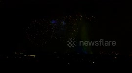 Eiffel Tower illuminated with fireworks, drones on Bastille Day 2025 (2)