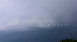 Time-lapse of storm clouds over Crescent Beach Drawbridge in Florida, USA