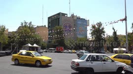 Giant anti-Israel poster on display in Tehran’s Palestine Square