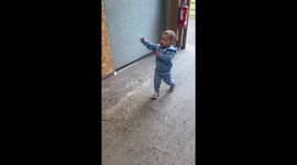 Toddler's reaction to a goat sneezing on his head is PRICELESS!
