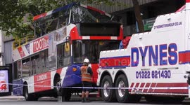 Passengers sustain injuries after tourist bus crashes into tree in Central London