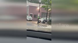 Water Blasting Out Of Storm Drains During Flash Flood In Arlington