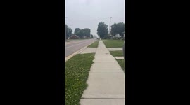 Wall of Rain Comes Down Street