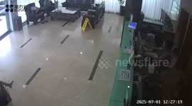 Shocking indoor crash as car bursts through glass wall in Guangxi, China