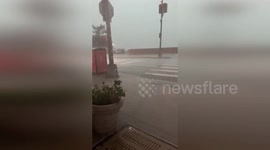 US: Violent Thunderstorm Striking Center Boulevard In Hunters Point, New York