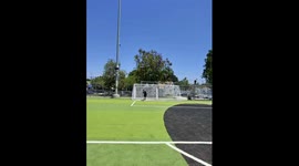 Soccer ball hits moving police car in Van Nuys, California