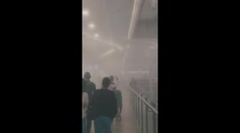 Severe fog reduces visibility in shopping mall to a few yards