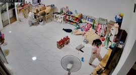 Curious girl, 4, accidentally pulls widescreen television off shelf