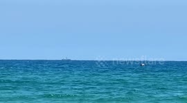 Displaced Gazans forced to set up camp just inches away from sea due to Israel's attacks