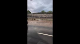 Flooded roads after heavy rain in Linden, New Jersey