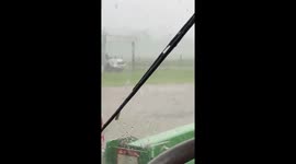 Heavy downpour halts road work in Albemarle, Virginia