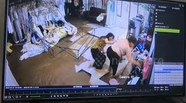 Chaos as underground pipe bursts sending water erupting through shop floor in China