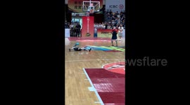 Robots take part in hilarious boxing match but manage to hit everything but each other