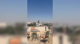 Syria: Reporter takes cover as fresh Israeli airstrike targets Syrian Army General Staff Complex in Damascus (2)