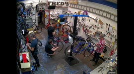 Bike mechanic tries to dry glue with a lighter... what could go wrong?