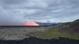Drone footage captures spectacular volcano eruption in Iceland
