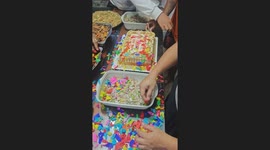 Confetti covers food at family's party