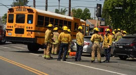 US, Los Angeles: Arleta 7 Hurt in School Bus Crash With Sound On Tape