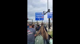 Massive crowds and delays hit airport after religious convention in St. Louis, Missouri, USA