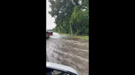 Floodwater covers Old Hickory Boulevard in Hermitage, Tennessee, USA
