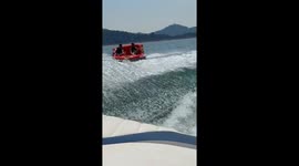 Two riders thrown from fast-moving tubing ride at Shasta Lake, California, USA