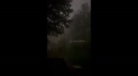 Intense lightning, powerful winds, and blackout during storm in Kalamazoo, Michigan, USA
