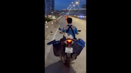 Postman cat! Feline rides pillion on deliveryman's motorcycle