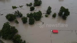 Heavy rainfall causes dangerous flooding in Kempner, Texas, USA