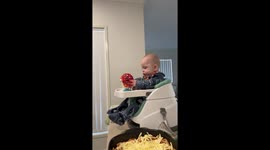 Baby startled and curious at mother’s lip-sync in Heddon Greta, Australia