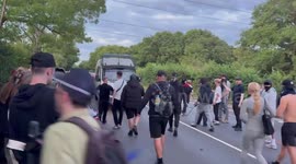 UK: UK: Big protest outside the Bell Hotel in Epping, Essex