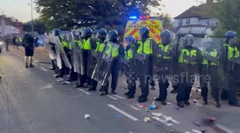 UK: Police presence at the protest outside the Bell Hotel in Epping