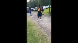 Drunk uncle trips while joining basketball game in North Carolina, USA