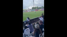 Girl chased by security after running onto field for autographs in Vienna, Austria