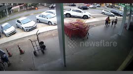 Pensioner crashes car through supermarket in Brazil