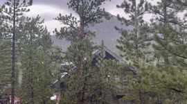 Heavy hail and rain hit Spring Mountains in Las Vegas, USA