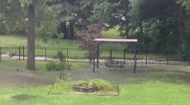 Flash flood rushes through Goshen, Kentucky, USA